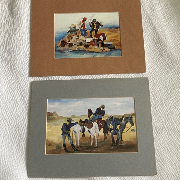 Western Art Prints in Brown and Gray Frames - Picture 1 of 3